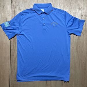 Callaway Opti-Dri Mens Polo Shirt Med Blue Collared Lightweight Golf Solid Clean